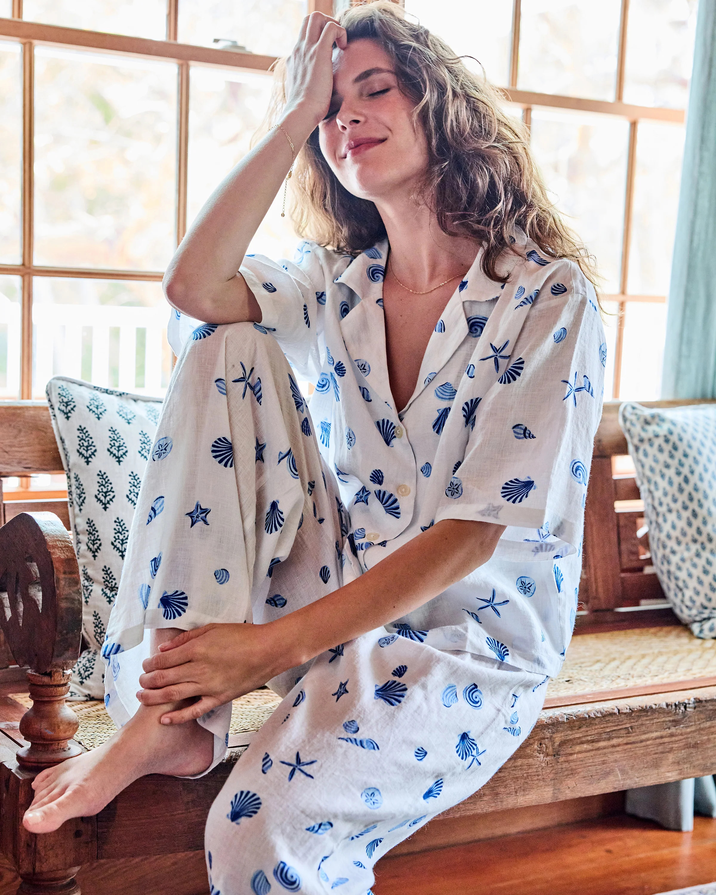 Scattered Shells - Linen Wildest Dreams Set - Blue Cloud | Printfresh