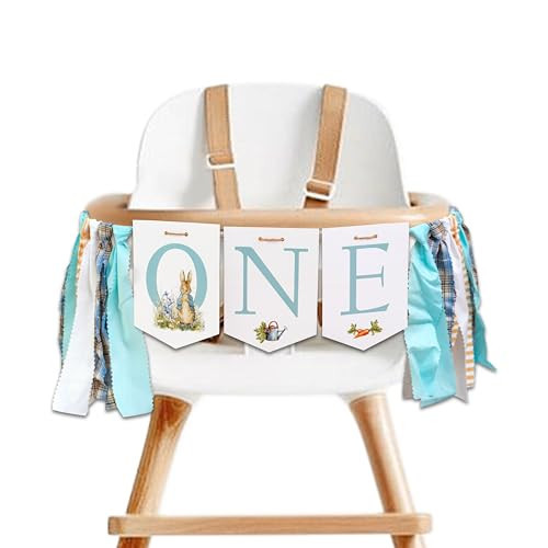 MUWEOL Peter Rabbit High Chair Banner - First Birthday Party Highchair Banner,Easter Peter Rabbit Party Supplies For Girls And Boys,Baby Shower Decorations (rabbit banner) | Amazon (US)