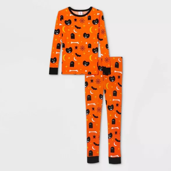 Toddler Halloween Spooky Print Matching Family Pajama Set - Orange | Target