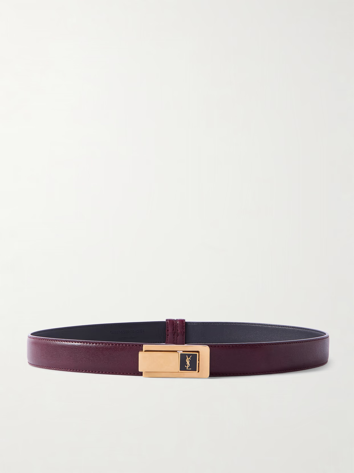 SAINT LAURENT - Cassandre Leather Belt - Burgundy | NET-A-PORTER (UK & EU)