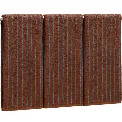 Peryiter 3 Pcs Striped Hand Towels Brown Boho Bathroom Hand Towels 13.8 x 29.5'' 100% Cotton Farmhouse Decorative for Bathroom Kitchen Guest Tea Gift | Amazon (US)