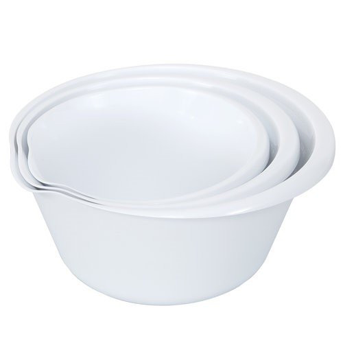 Mainstays Mixing Bowl Set, 3 Piece, Assorted Sizes, White, Polypropylene | Walmart (US)