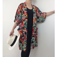 Floral Japanese Kimono, Summer Cotton Jacket, Boho Loose Cardigan, Oversized Lightweight Beach Top | Etsy (US)