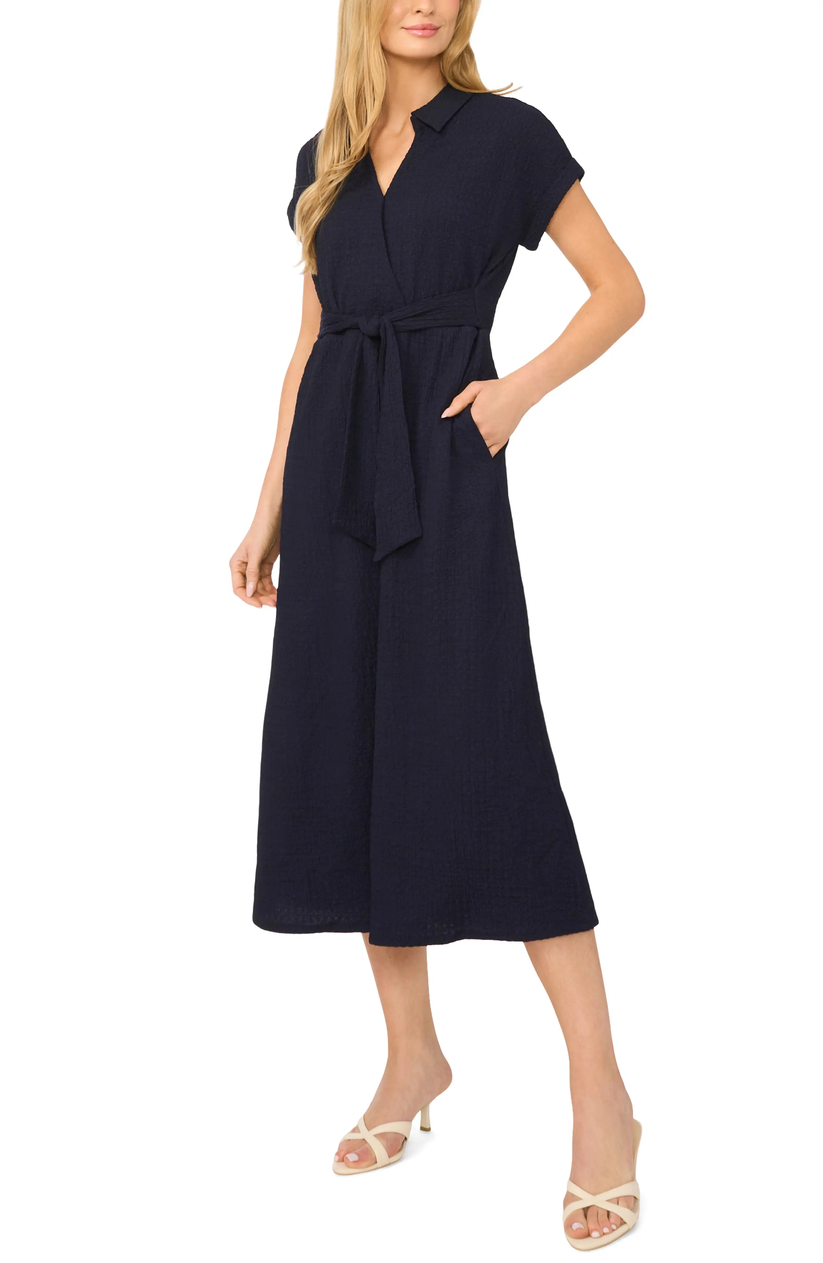 Tie Belt Textured Midi Dress (Women) | Nordstrom | Nordstrom