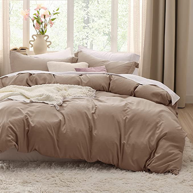 Bedsure Khaki Duvet Cover Queen Size - Soft Prewashed Queen Duvet Cover Set, 3 Pieces, 1 Duvet Co... | Amazon (US)