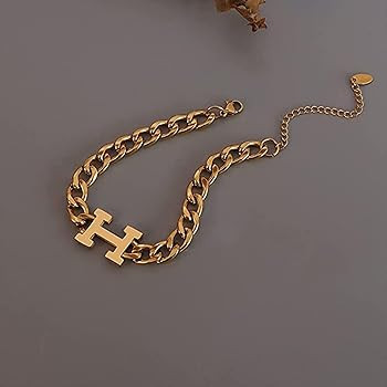Yarpiany Cuban Link Chain Bracelets for Women, 18K Real Gold Plated Stainless Steel Initial H Let... | Amazon (US)