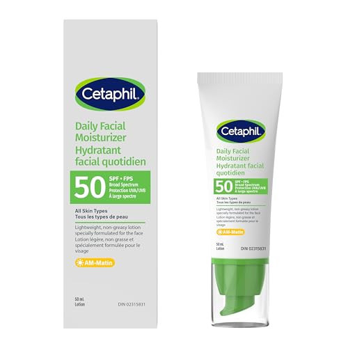 Cetaphil Daily Facial Moisturizer, SPF 50 Gentle Face Lotion for All Skin Types, Light Weight, Oil Free, Dermatologist Recommended Sensitive Skincare, 50ml, Pack of 1 | Amazon (CA)