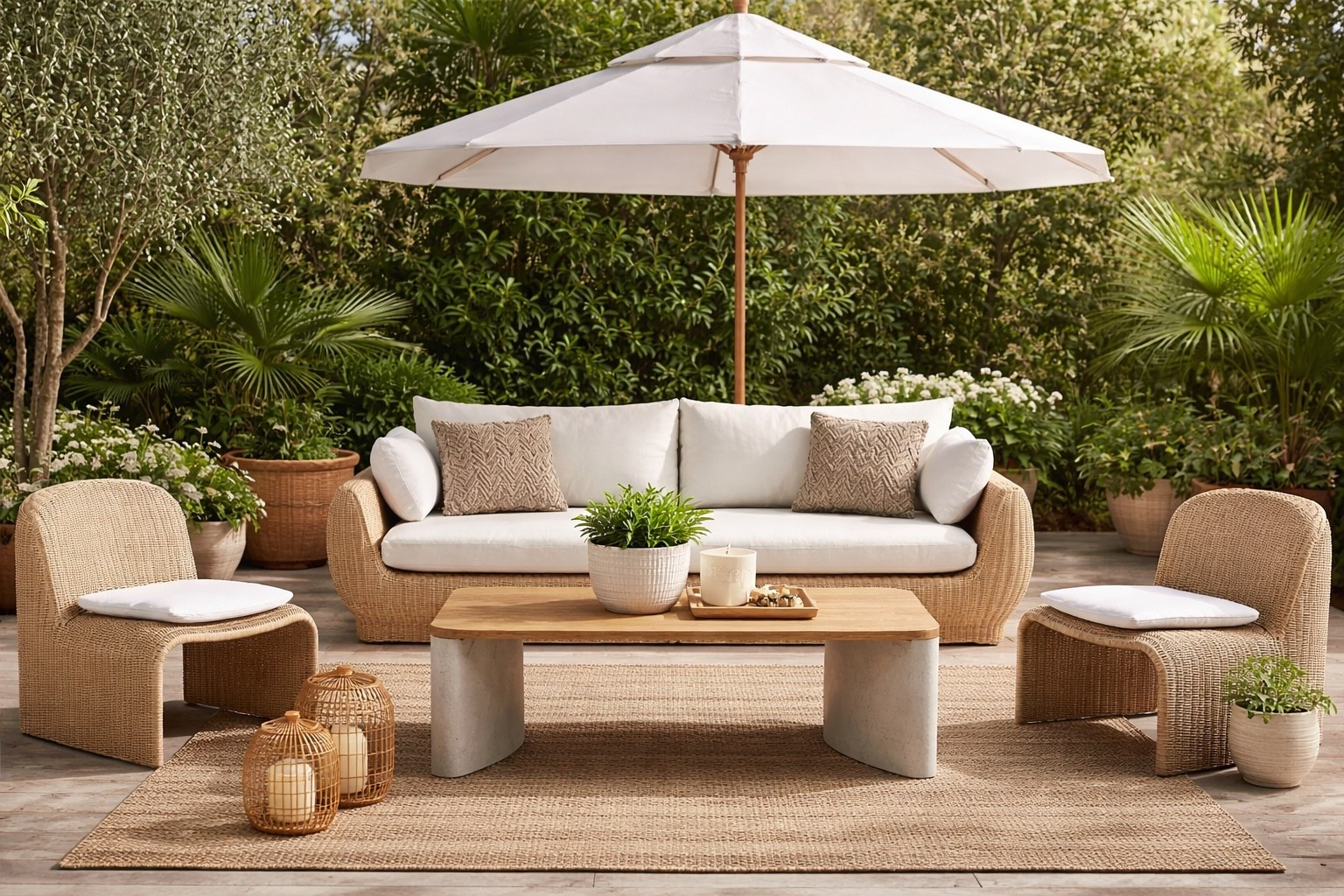 Neutral textures, warm wood, and breezy shade — the dream outdoor setup for slow mornings and sunset hangs. Everything linked to recreate this serene patio look.

Shop the space below👇🏻 

#LTKU #LTKHome #LTKSeasonal