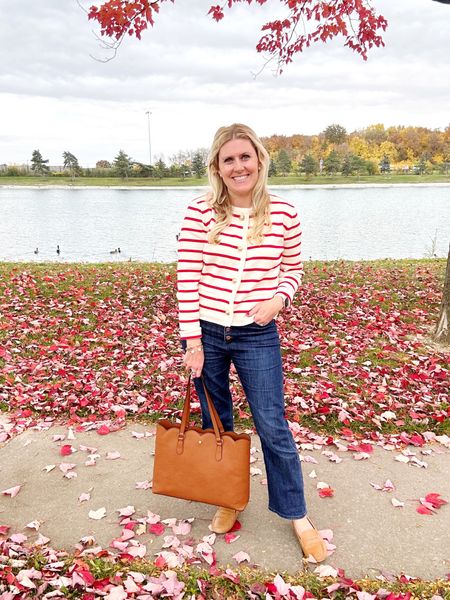 Preppy and classic fall outfit with the cutest lady jacket! This J.Crew lookalike is only $20! Comes in two colors. 

Fall style, fall outfit, lady jacket, lady sweater, stripe sweater, loafers, tote bag, denim jeans, flare jeans, kick crop flare jeans, Amazon fashion, Kohls, Loft style, J.Crew, J.Crew Factory, Eastland Shoe, preppy, preppy outfit, preppy style 

#LTKHoliday #LTKSeasonal #LTKfindsunder100
