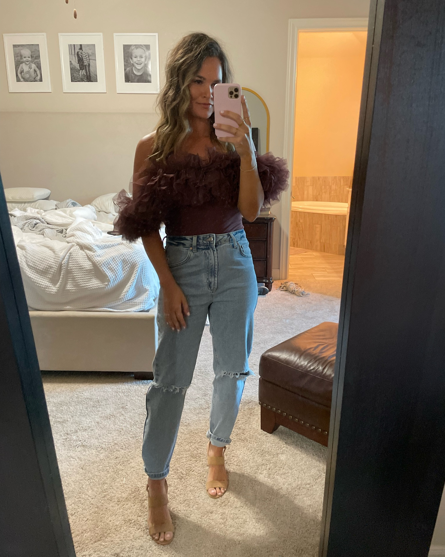 The prettiest free people top. Went up to a medium for a longer fit. Perfect for valentines or date night 🥰 #valentines #datenight #freepeople #bodysuit #target #targetfinds #wildfable #momjeans #straightjeans 

#LTKFind #LTKunder50 #LTKSale