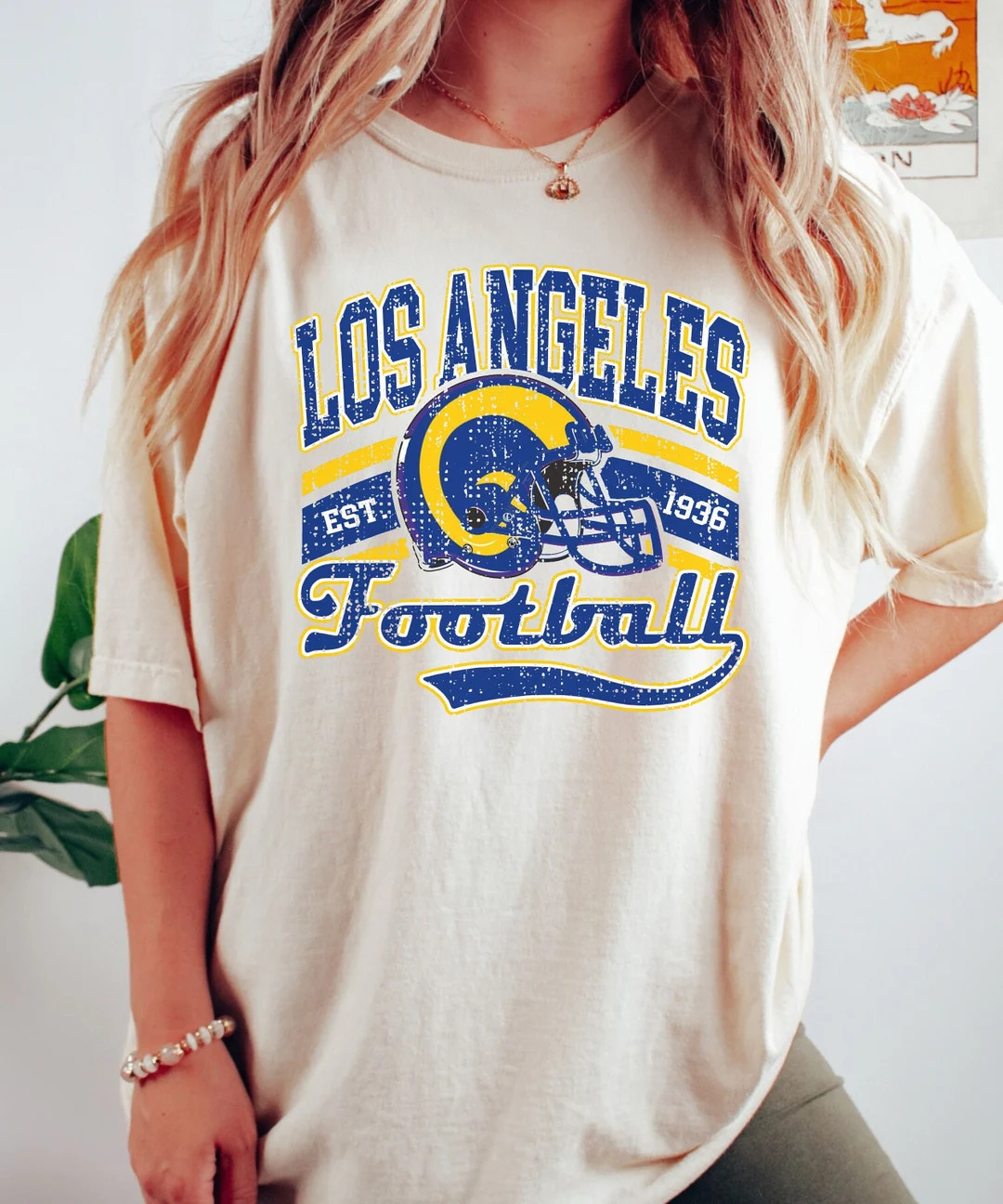 Los Angeles Football, Vintage Comfort Colors Shirt, Bright Colors Retro Style, Oversized Fit, Uni... | Etsy (US)