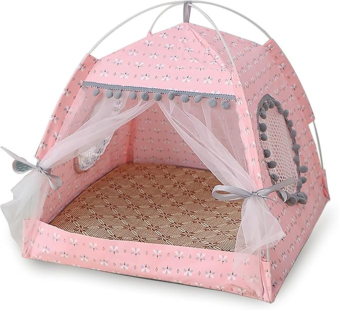 Cat Princess Indoor Tent House Pet Dog Cute Floral Cave Nest Bed Portable Dog Tents (M:38x38x36cm... | Amazon (US)