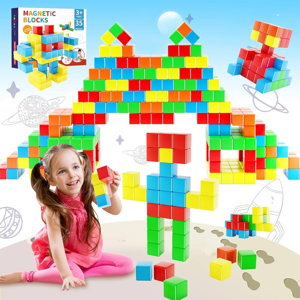 Hiwawind Magnetic Blocks, Toddler Toys for 3 4 5 Year Old Boys Girls, Stem Preschool Learning Mag... | Amazon (US)
