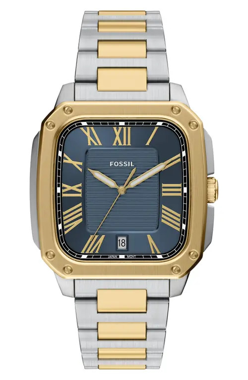 Fossil Crosby Two-Tone Bracelet Watch, 44mm in Two Tone at Nordstrom | Nordstrom