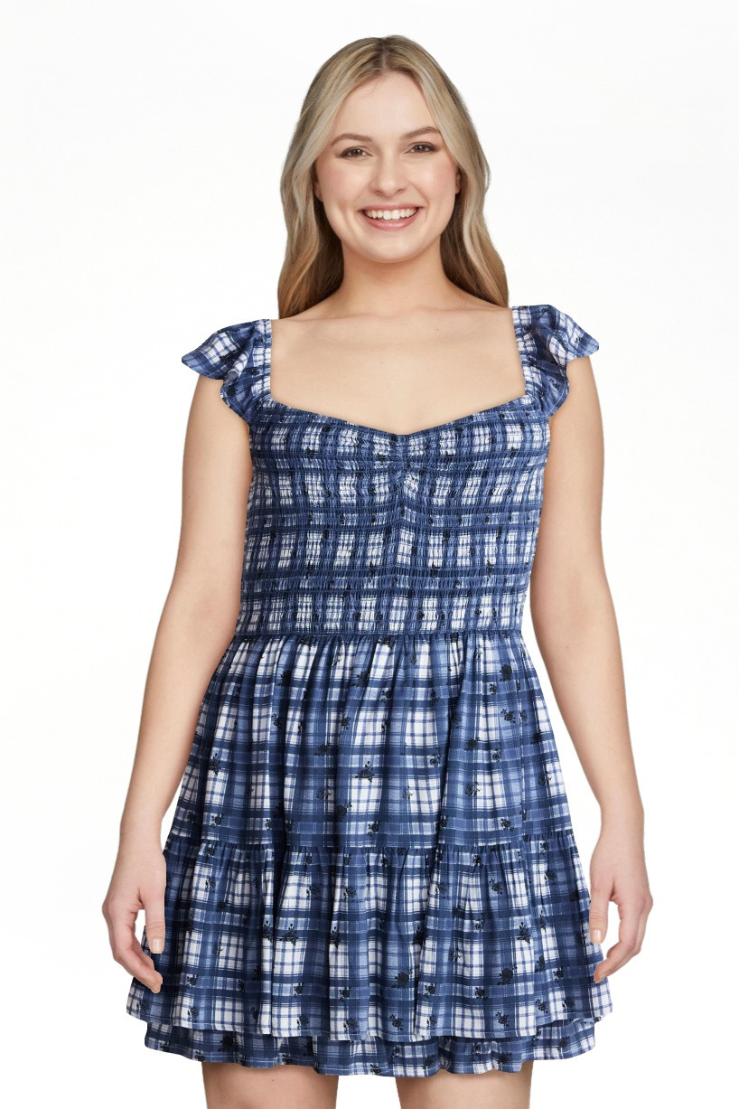 No Boundaries Smocked Romper with Flutter Sleeves, Women\u2019s XXS-XXL | Walmart (US)