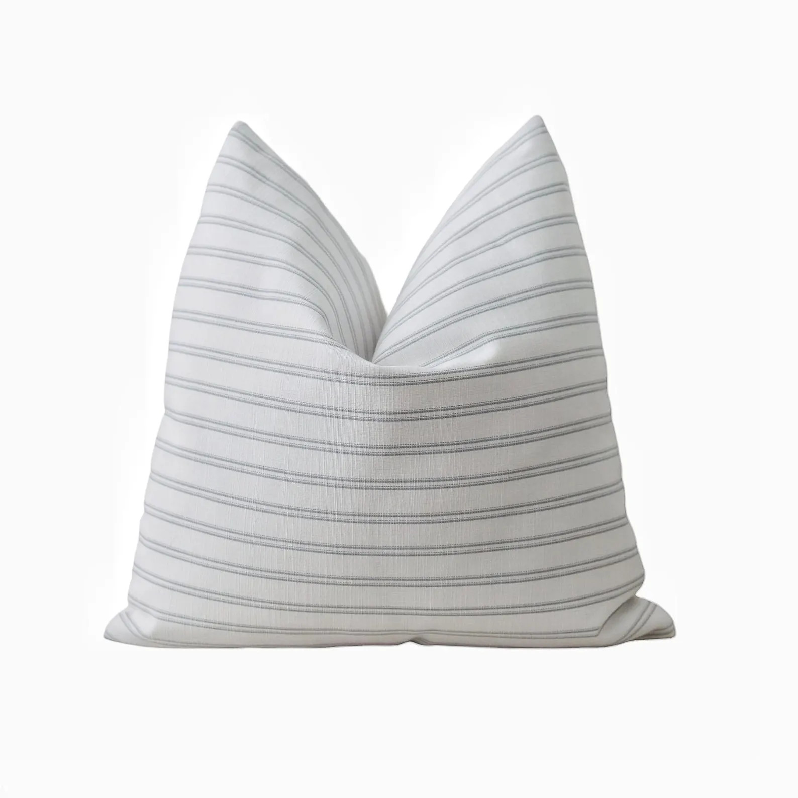 Aqua Blue Striped Indoor/Outdoor Luxe Pillow Cover || hamptons style, small stripes, teal white | Etsy (Global)