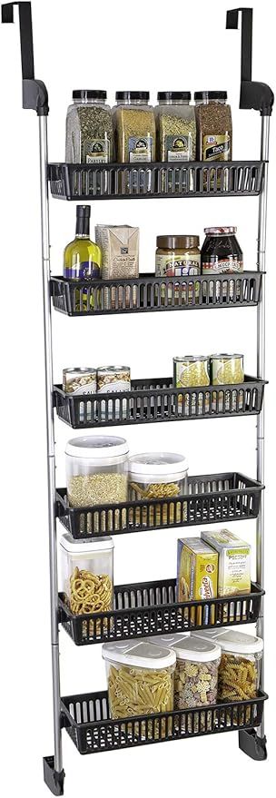 Amazon.com - Smart Design 6-Tier Over The Door Pantry Organizer with 6 Full Baskets - Adjustable ... | Amazon (US)