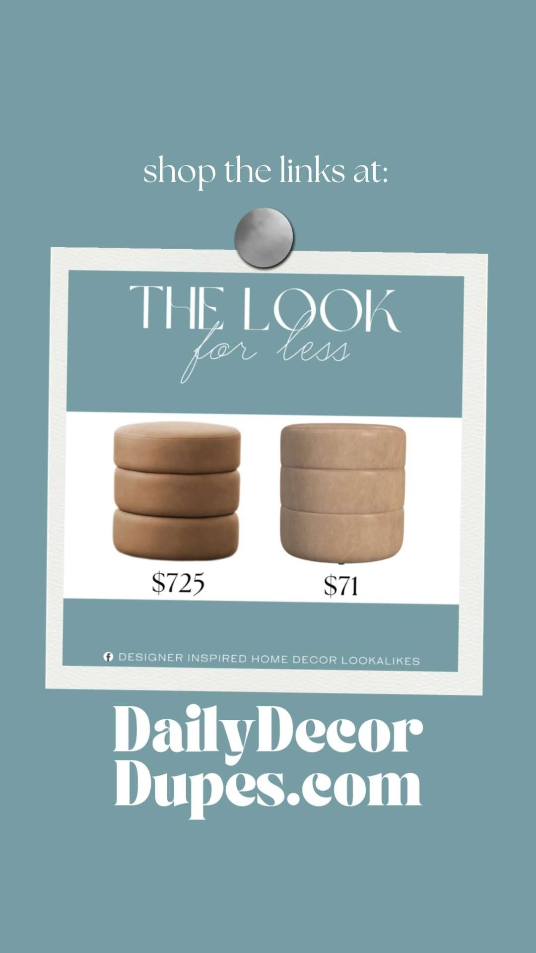 Inspired by McGee & Co Ottoman. Modern Faux Leather Ottoman. Chic Round Footrest. Sleek Round Foot Stool. Minimalist Round Ottoman. Elegant Faux Leather Foot Stool. Mid-Century Modern Footrest. Designer-Inspired Ottoman.    

Home more affordable option find copy cat similar look for less budget friendly affordable cheap cheaper beautiful pretty. Clearance sale coupon code discount code promo code luxury lookalike look a like Inspo inspiration inspired by idea ideas Love like these? I share multiple every day in my FB group.
#mcgeeandcoinspired #ottoman #fauxleatherottoman #modernfootrest #chicfootstool #upholsteredottoman #furniturefinds  

 #LTKHome