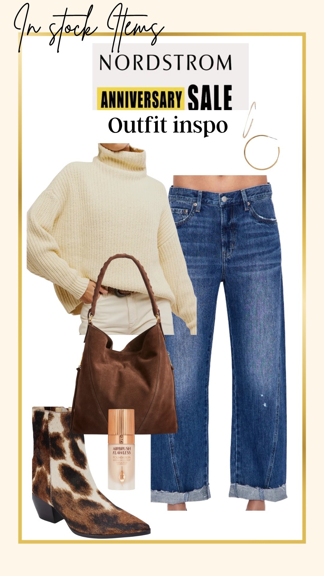 🚨Sale
Nordstrom Anniversary Sale 
In stock items you’ll love…
Some of which I ordered as well!

The free people chunky sweater that is so good.. I bought this a couple years ago & so glad they brought it back… it’s one of my best sellers and most worn sweaters! It’s over sized
GRAB IT 

Comfy and affordable cuffed jeans 

A great suede tote bag even better in person 

Gold hoop earrings 

Love the horse /cow print mid high length pointed bootie 

Charlotte Tilbury glow 

#LTKSaleAlert #LTKStyleTip #LTKOver40