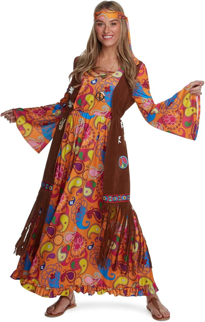 Morph Costumes Hippie Costume Women 70s Costume For Women 70's Dress Outfit 60s Halloween Costume Fo | Amazon (US)