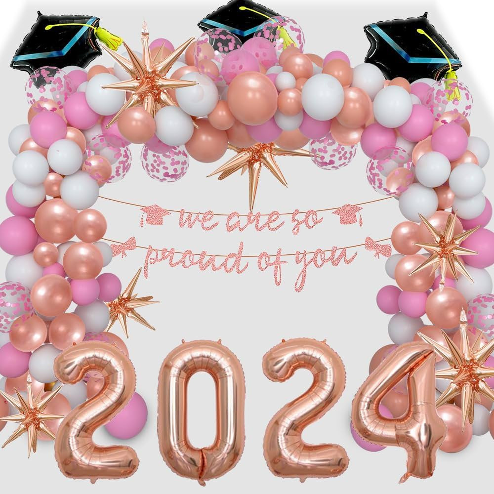 Graduation Party Decoration 2024 116PCS Pink White Graduation Party Supplies with Banner Explosio... | Amazon (US)