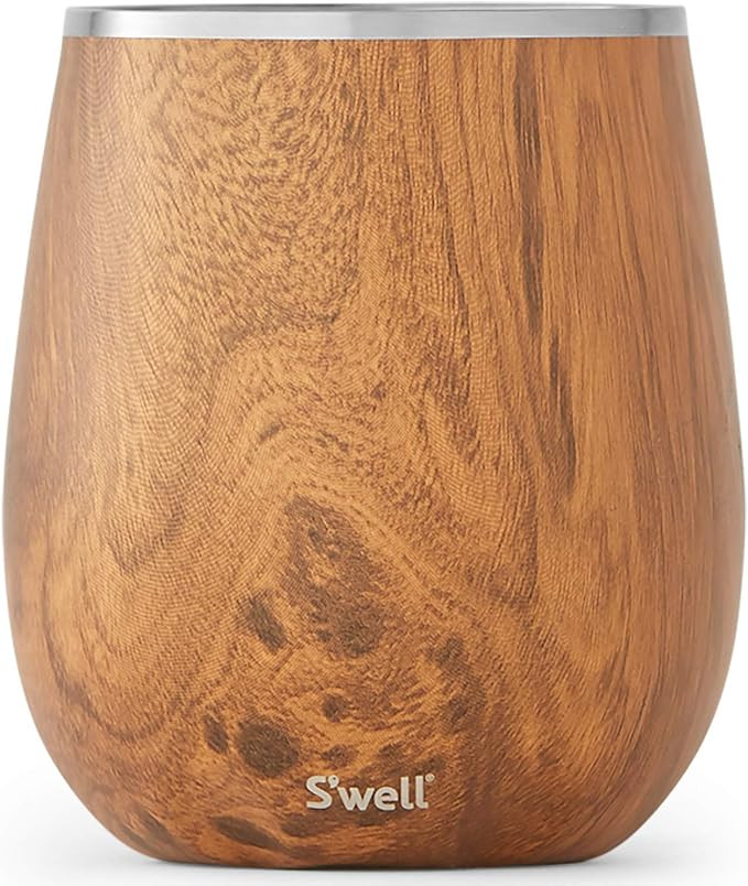 S'well Stainless Steel Wine Tumbler - 9 Fl Oz - Teakwood - Triple-Layered Vacuum-Insulated Contai... | Amazon (US)
