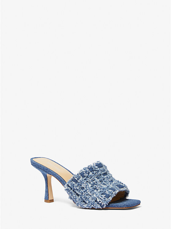 Tessa Frayed Denim Mule Sandal | Michael Kors US