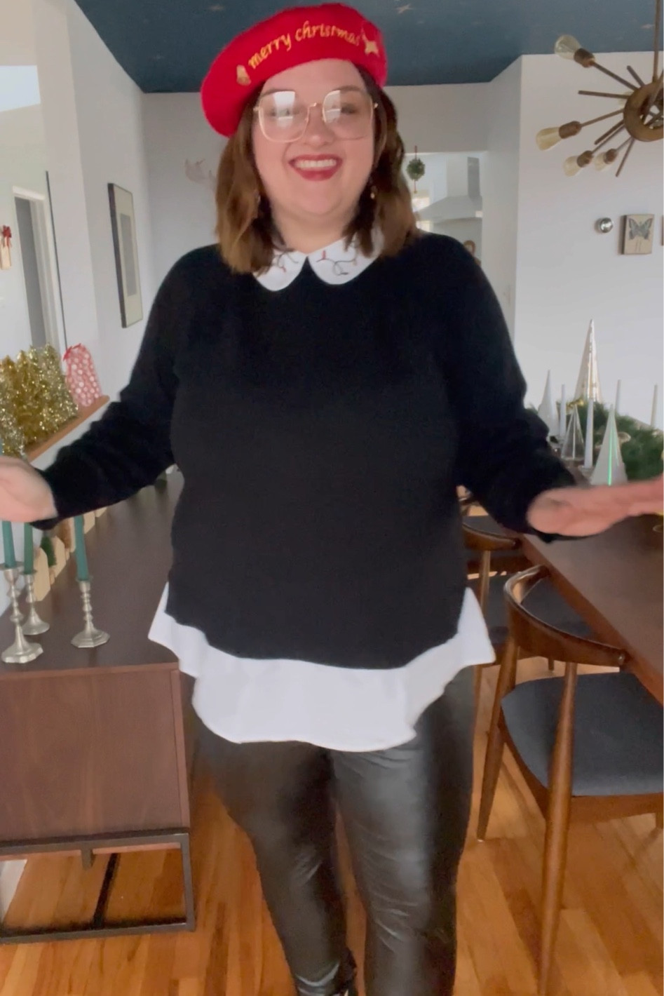 Linking all my ModCloth looks from todays post! Use my code LYNZIJUDISH for 20% off.

Plus size fashion, plus size style, size 16 influencer, Christmas outfit, Christmas style, party outfit, red Christmas beret, gold glasses, light Christmas earrings, Christmas shirt, faux leather plants, black vintage shoes 

#LTKHoliday #LTKunder50 #LTKcurves