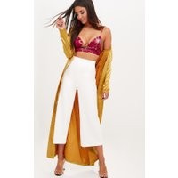 White High Waisted Scuba Culottes | PrettyLittleThing US