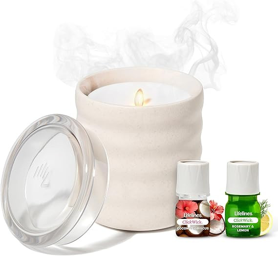 Lifelines Flameless Candle Aromatherapy Essential Oil Diffuser with 2 ClickWick Essential Oil Ble... | Amazon (US)
