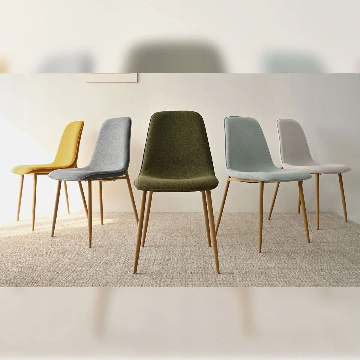 Oslo Dining Chairs with Oak Legs, Dining Chair Set of 4 | The Pop Maison