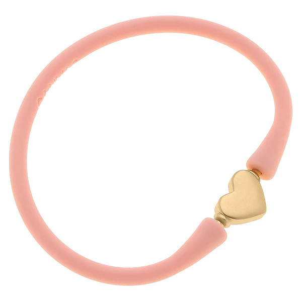 Bali Heart Bead Silicone Bracelet in Light Pink | CANVAS
