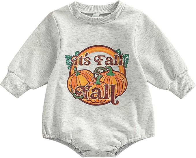 Newborn Baby Girl Boy Halloween Outfits Long Sleeve Pumpkin Romper Sweatshirt Oversized Sweater F... | Amazon (US)