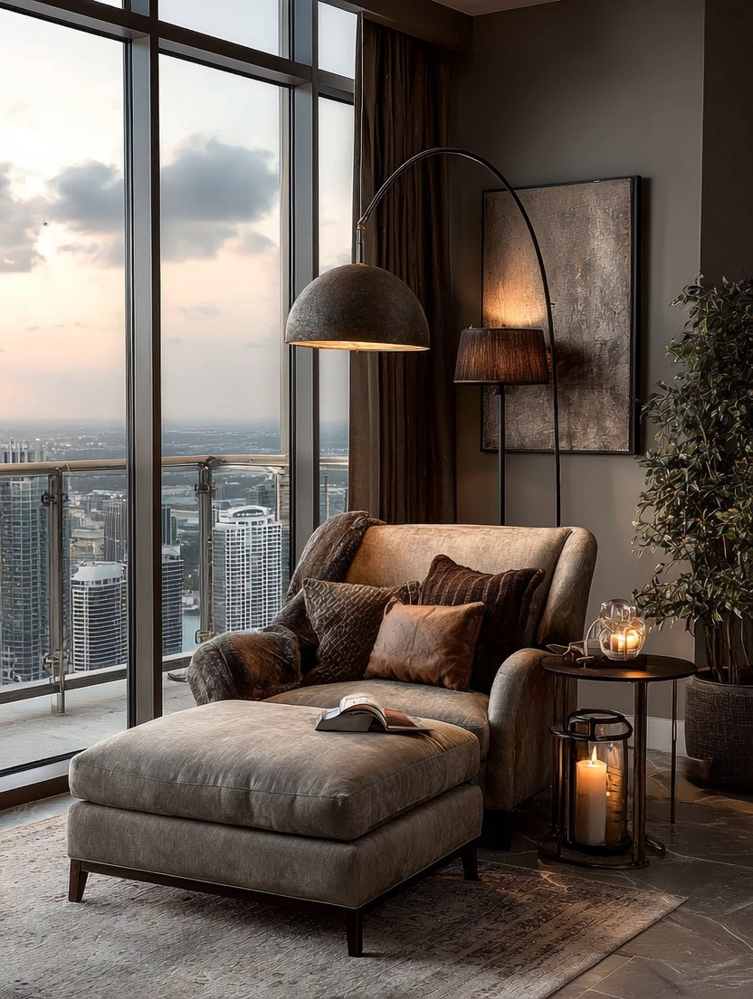 Create a calm, elevated home lounge space with a sculptural curved floor lamp that instantly adds a modern home decor statement while staying highly functional. This arched floor lamp softly frames the seating area, making it perfect for reading, relaxing, or quiet moments of reflection, especially in high-rise or city-view homes. Paired with a plush lounge chair and warm textures, this setup blends modern luxury decor with everyday comfort, proving that the right lighting can completely transform your living room or bedroom corner into a refined retreat.

#HomeDecor #ModernHomeDecor #LuxuryLighting #MidCenturyModern 

 #LTKHome