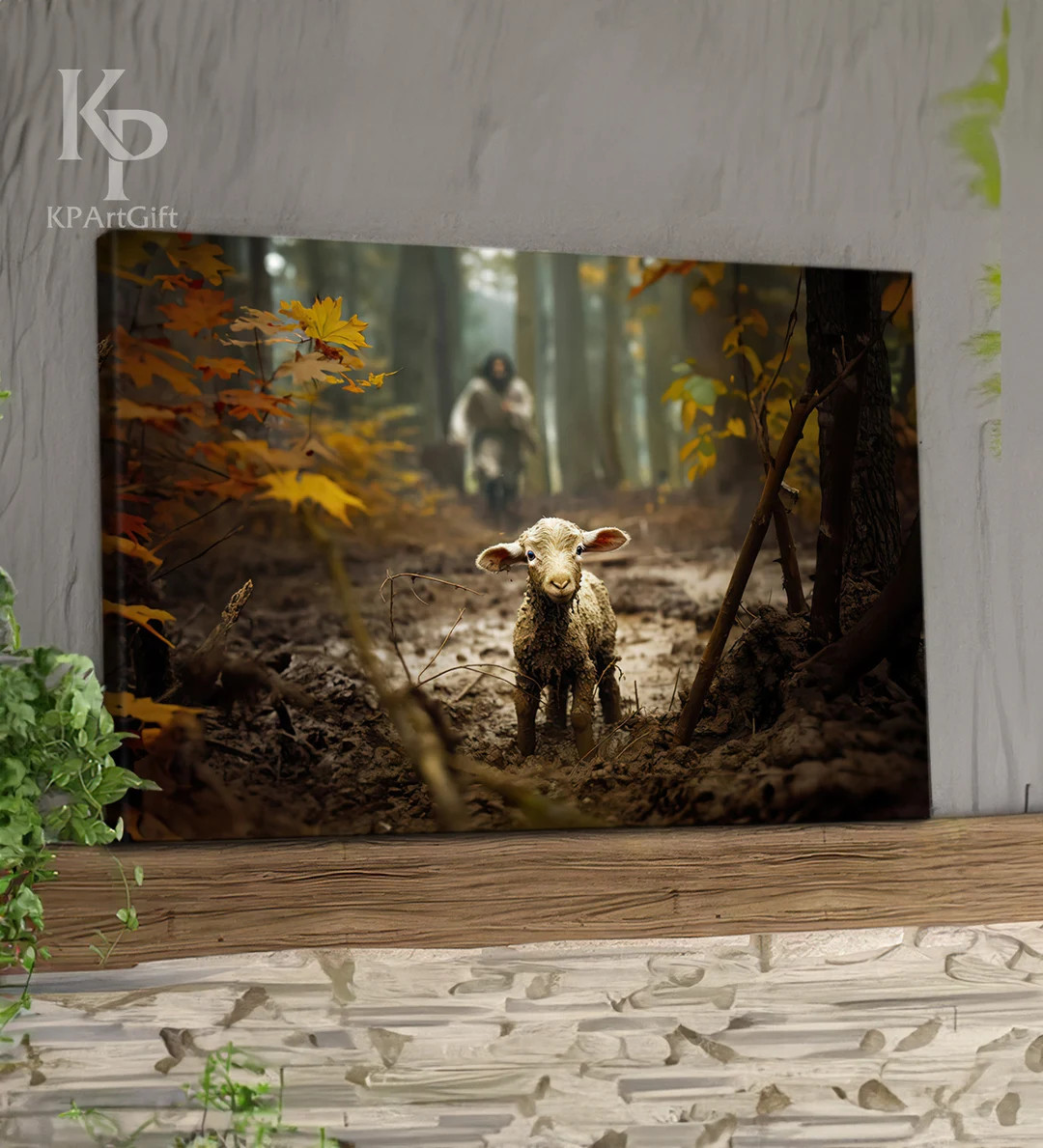 Jesus Leaves the 99 Beige Abstract Canvas, Lost Sheep Minimalist Print, Christian Wall Decoration... | Etsy (US)