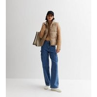 Camel Puffer Crop Gilet New Look | New Look (UK)