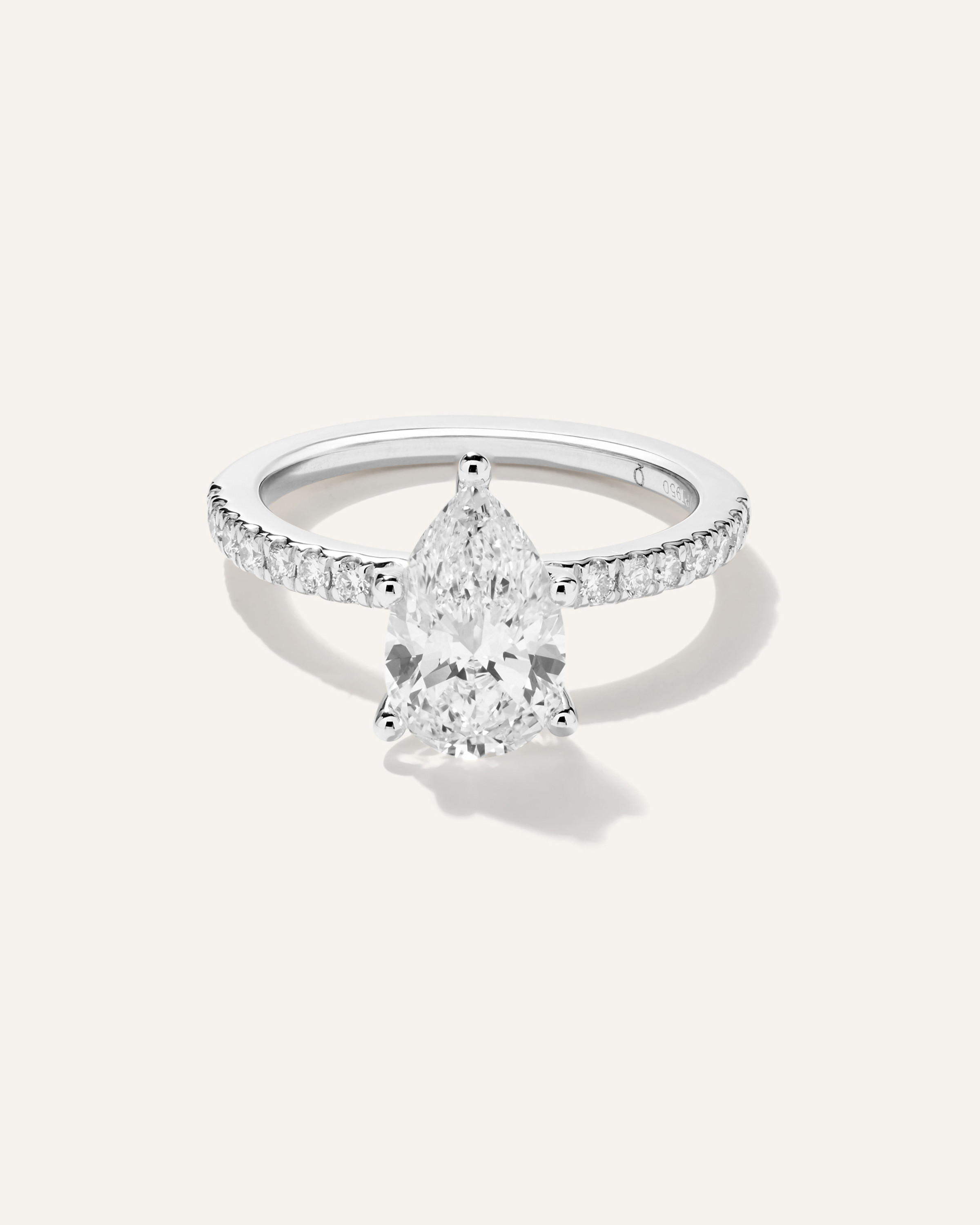 Quince | Women's Lab Grown Diamond Pear Petite Pave Engagement Ring in White Gold, Size 5 | Quince