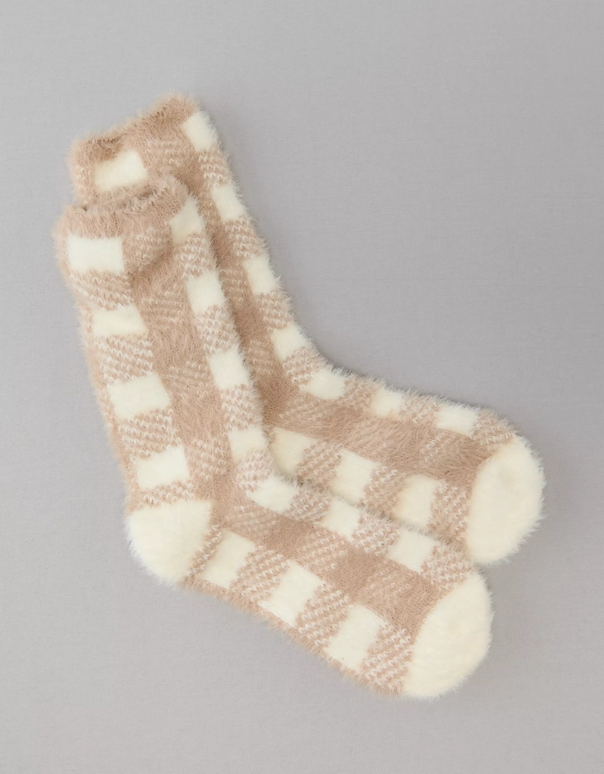AE Fuzzy Buffalo Plaid Sock | American Eagle Outfitters (US & CA)