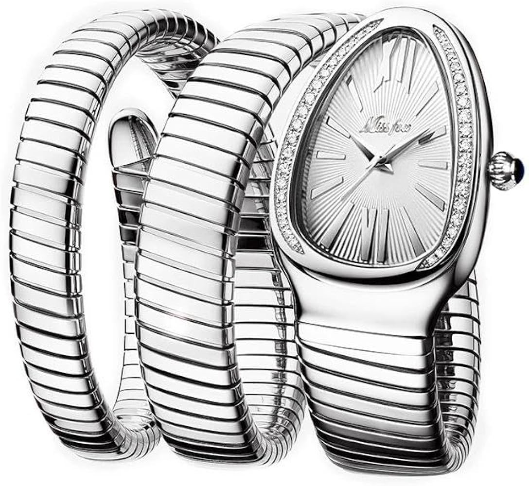 Snake Watch for Women Luxury Diamond Dial Stainless Steel Quartz Wristwatch Fashion Lady Dress Je... | Amazon (US)