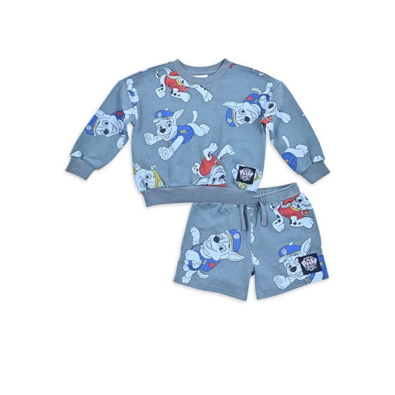 Paw Patrol Baby and Toddler Boy French Terry Sweatshirt and Shorts Outfit Set, 2-Piece, Sizes 12M... | Walmart (US)