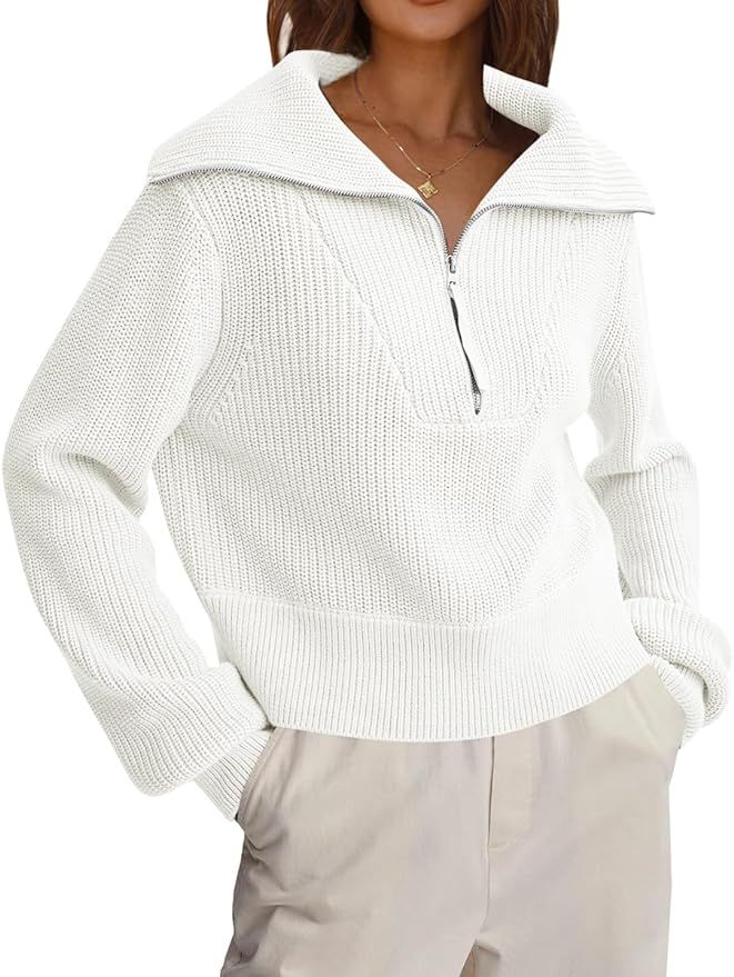 LILLUSORY Women's Half Zip Pullover Sweater Trendy Oversized Sweatshirts Fall Long Sleeve Tunic T... | Amazon (US)