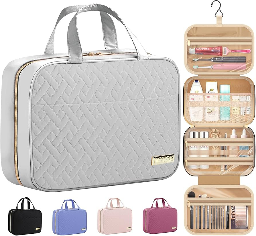 HOTOR Travel Toiletry Bag - Toiletry Bag w/Hanging Hook - Spacious Toiletry Bag for Women & Men, ... | Amazon (US)