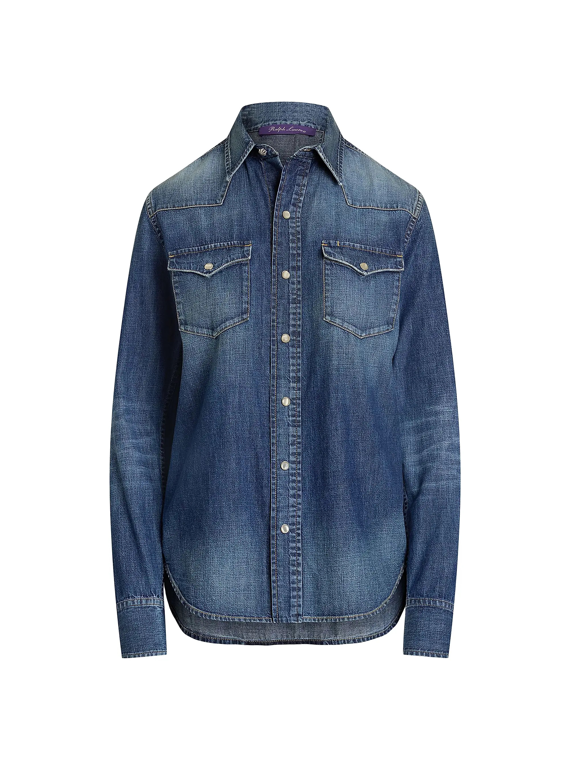 Denim Snap-Front Long-Sleeve Top | Saks Fifth Avenue