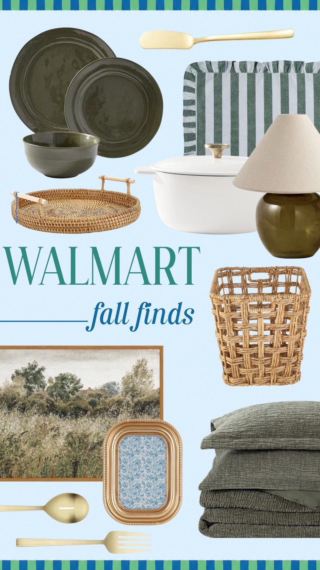 I’m really into these Walmart fall home decor finds for a cozy seasonal refresh. The olive dinnerware, woven baskets, brass accents, soft bedding and warm wood tones are perfect for creating a neutral fall home without going too themed.

#LTKSeasonal #LTKHome