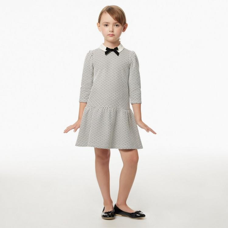 Geo Floral Jacquard Bow Collar Dress | Janie and Jack