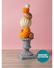41in Ceramic Stacked Pumpkins On Pot Decor | HomeGoods