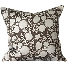 Brown Organic Modern Floral Pillow Cover, Boho Floral 18x18 | Amazon (US)