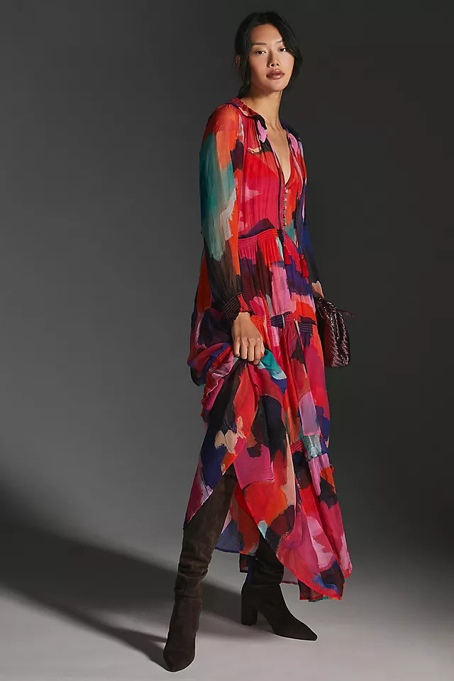 The Marais Printed Chiffon Maxi Dress | Anthropologie (US)