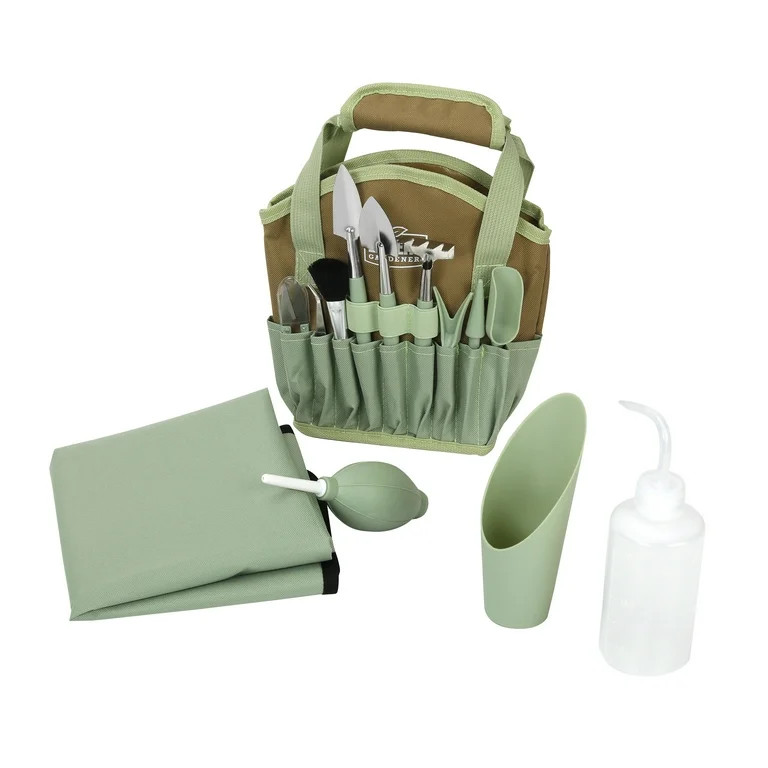 Expert Gardener Indoor Stainless Steel Gardening Tool Set, 14 Pieces, Misty Mint | Walmart (US)