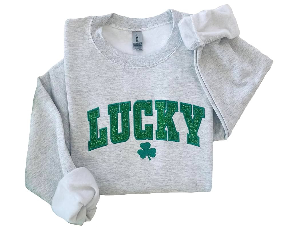 Up2ournecksinfabric Embroidered St Patricks Day Sweatshirt Lucky Sweatshirt St Patricks Shirt Emb... | Amazon (US)